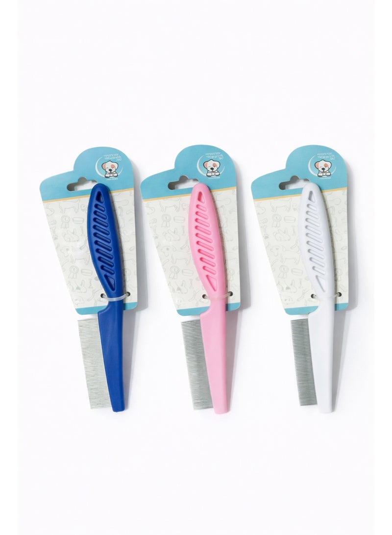 Pet Flea Comb for Dogs and Cats, Fine Tooth Grooming Tool, Available in Blue, Pink and White